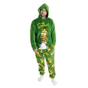 The Simpsons Mens Homer Simpson Long Pyjama Set / Green